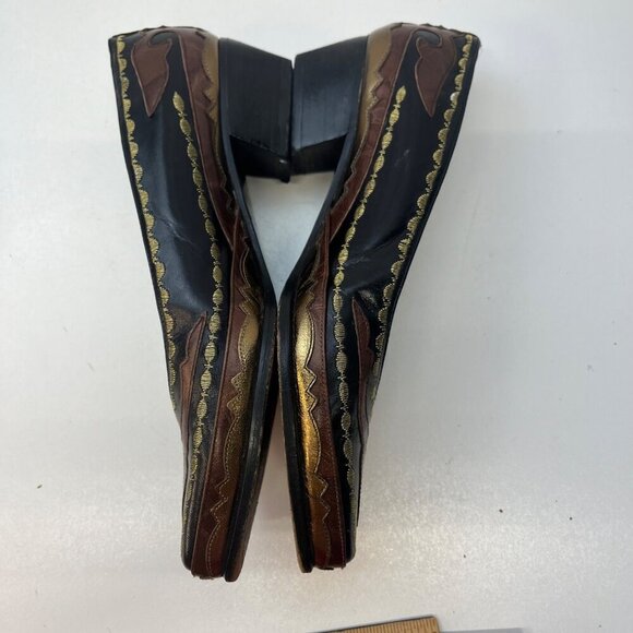 Margaret Jerrold Vintage Art Deco Western Slip On Heels Low Pumps Ladies Size 7M - Picture 9 of 12